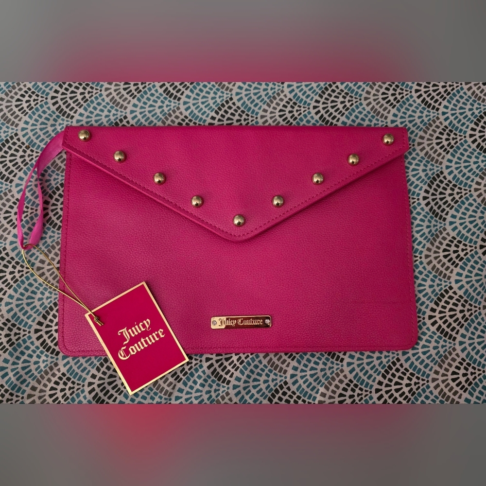 Juicy Couture Hot Pink Studded Envelope Clutch! Brand- New!
